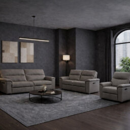 Aspire Marlowe Real Leather Power Recliner 3 + 2 + 1 Sofa Set With Usb Charging, Slate