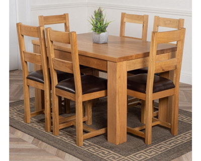 That's Furniture Dakota 127 X 82 Cm Chunky Oak Small Dining Table And 6 Chairs Dining Set With Lincoln Chairs - image 1