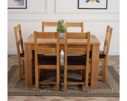 That's Furniture Dakota 127 X 82 Cm Chunky Oak Small Dining Table And 6 Chairs Dining Set With Lincoln Chairs - thumbnail 2