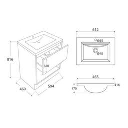 Homestylestore Light Oak 612mm Bathroom Vanity Unit Open Shelf And Graphite Basin - thumbnail 4