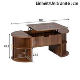 Matteo Modern Walnut Height-Adjustable Coffee Table With Hidden Storage And Open Shelving - thumbnail 2