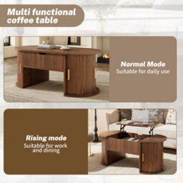 Matteo Modern Walnut Height-Adjustable Coffee Table With Hidden Storage And Open Shelving - thumbnail 6