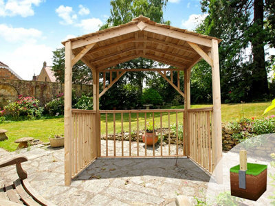 Edecks Atlas Garden Gazebo - Pressure Treated Outdoor Timber Diy Kit - 1990mm X 1990mm With Bolt Down Anchors 2.07M - image 1