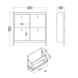 Wyld Haus Gossmere White Square Wooden Shoe Cabinet 4 Flip-Down Compartments Medium - thumbnail 8