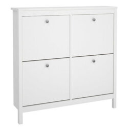 Wyld Haus Gossmere White Square Wooden Shoe Cabinet 4 Flip-Down Compartments Medium - thumbnail 2