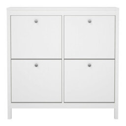 Wyld Haus Gossmere White Square Wooden Shoe Cabinet 4 Flip-Down Compartments Medium - thumbnail 3