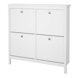 Wyld Haus Gossmere White Square Wooden Shoe Cabinet 4 Flip-Down Compartments Medium - thumbnail 4