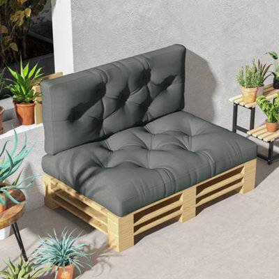 Outsunny 2 Seater Outdoor Seat Cushions And Back For Pallet, Light Grey - image 1