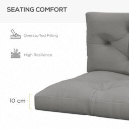 Outsunny 2 Seater Outdoor Seat Cushions And Back For Pallet, Light Grey - thumbnail 4
