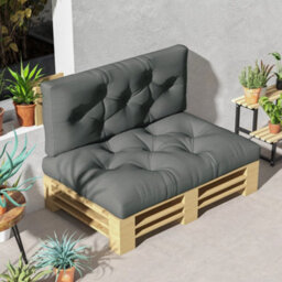 Outsunny 2 Seater Outdoor Seat Cushions And Back For Pallet, Light Grey - thumbnail 1