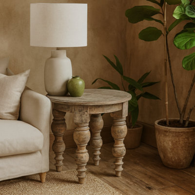 Wyld Haus Montaine Mid Century Brown Wood Round Side Table - image 1