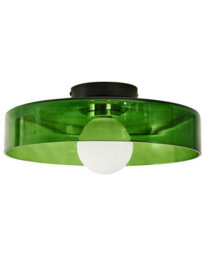 Beliani Green Glass Flush-Mount Ceiling Lamp For Low Ceilings, 35Cm Diameter, Retro Style - thumbnail 2
