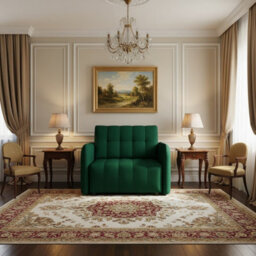 Viva Grand I Upholstered Sofa Bed With Storage Pocket Wavy Spring Wooden Legs Living Room 85X95X98Cm Green - thumbnail 3