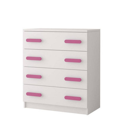 Arte White Chest Of Drawers H930mm W800mm D400mm - Pink Handles For Playful Kids' Rooms - image 1