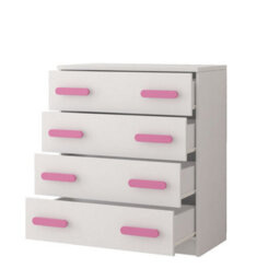 Arte White Chest Of Drawers H930mm W800mm D400mm - Pink Handles For Playful Kids' Rooms - thumbnail 2