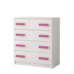 Arte White Chest Of Drawers H930mm W800mm D400mm - Pink Handles For Playful Kids' Rooms
