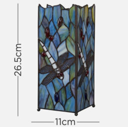 Traditional Table Lamp Stained Glass Handcrafted Vintage Living Room Blue Light - thumbnail 7