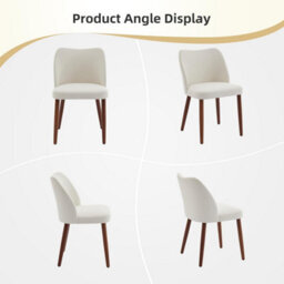 London Boutique Dining Chairs Set Of 2, Upholstered Kitchen Chairs With Wing Backrest, Linen Fabric, Wooden Legs, White - thumbnail 5