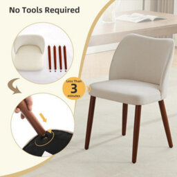 London Boutique Dining Chairs Set Of 2, Upholstered Kitchen Chairs With Wing Backrest, Linen Fabric, Wooden Legs, White - thumbnail 7