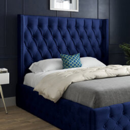 Wayno Straight Winged Upholstered Soft Velvet Designer Bed Frame - thumbnail 3