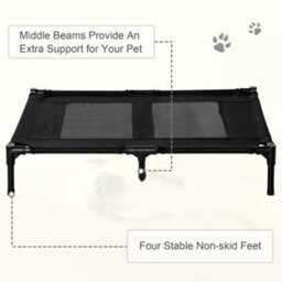 Pawhut Large Pet Cot Portable Dog Cat Sleep Bed Elevated Camping Outdoor Black - thumbnail 7