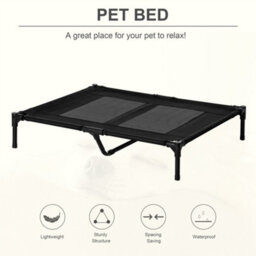 Pawhut Large Pet Cot Portable Dog Cat Sleep Bed Elevated Camping Outdoor Black - thumbnail 4