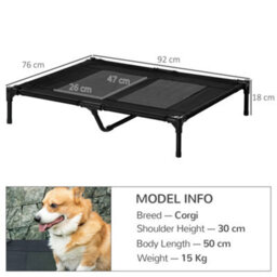 Pawhut Large Pet Cot Portable Dog Cat Sleep Bed Elevated Camping Outdoor Black - thumbnail 3