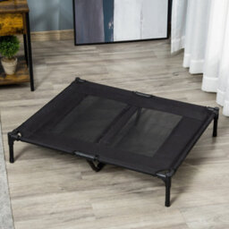Pawhut Large Pet Cot Portable Dog Cat Sleep Bed Elevated Camping Outdoor Black - thumbnail 1
