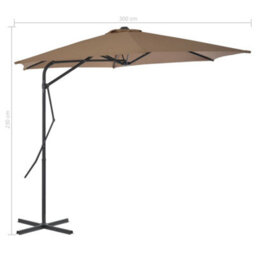 Berkfield Elegant Outdoor Parasol With Steel Pole 300 Cm Taupe - thumbnail 7