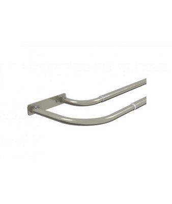 19-22mm Room Darkening Double Extendable Curtain Pole - Satin Silver, 210-360Cm - image 1