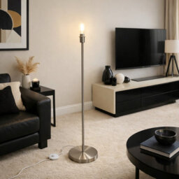 CGC Interiors Cgc Lena Brushed Nickel Straight Floor Lamp - thumbnail 4