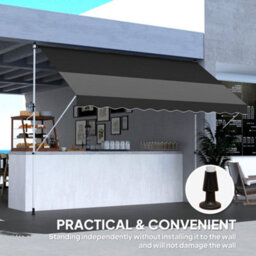 Outsunny 3 X 1.5 M Retractable Patio Awning Floor-To-Ceiling Shade, Black - thumbnail 8