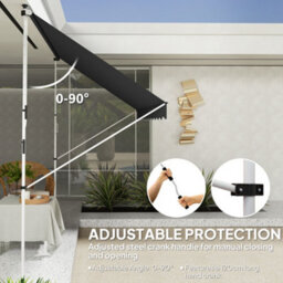 Outsunny 3 X 1.5 M Retractable Patio Awning Floor-To-Ceiling Shade, Black - thumbnail 6