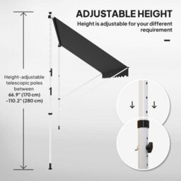 Outsunny 3 X 1.5 M Retractable Patio Awning Floor-To-Ceiling Shade, Black - thumbnail 7