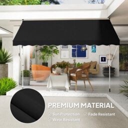 Outsunny 3 X 1.5 M Retractable Patio Awning Floor-To-Ceiling Shade, Black - thumbnail 4