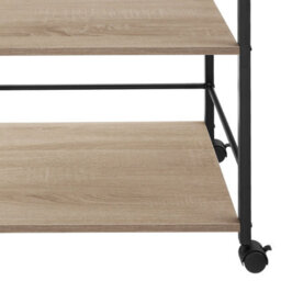 Tectake Drinks Trolley Worcester - 3 Shelves And Removable Tray, 4 Swivel Castors With Parking Brake - Industrial Wood Light, Oak Sonoma - thumbnail 9