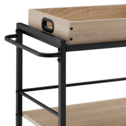 Tectake Drinks Trolley Worcester - 3 Shelves And Removable Tray, 4 Swivel Castors With Parking Brake - Industrial Wood Light, Oak Sonoma - thumbnail 8