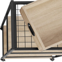 Tectake Drinks Trolley Worcester - 3 Shelves And Removable Tray, 4 Swivel Castors With Parking Brake - Industrial Wood Light, Oak Sonoma - thumbnail 4