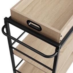 Tectake Drinks Trolley Worcester - 3 Shelves And Removable Tray, 4 Swivel Castors With Parking Brake - Industrial Wood Light, Oak Sonoma - thumbnail 7