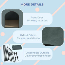 Pawhut Dog House Outdoor Elevated Dog Bed With Removable Cover, Grey - thumbnail 8