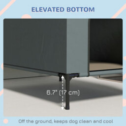Pawhut Dog House Outdoor Elevated Dog Bed With Removable Cover, Grey - thumbnail 7