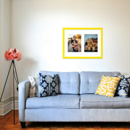 16X12 Inch 2 Opening Photo Collage Frame, Display Two 8X6 Inch Photos, Multi Aperture Family Picture Frame, Yellow - thumbnail 3