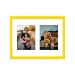 16X12 Inch 2 Opening Photo Collage Frame, Display Two 8X6 Inch Photos, Multi Aperture Family Picture Frame, Yellow - thumbnail 1