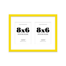 16X12 Inch 2 Opening Photo Collage Frame, Display Two 8X6 Inch Photos, Multi Aperture Family Picture Frame, Yellow - thumbnail 2