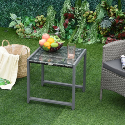 Outsunny Rattan End Table Side Coffee Desk Outdoor Patio Garden Furniture - image 1