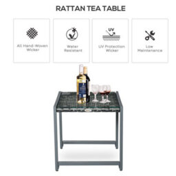 Outsunny Rattan End Table Side Coffee Desk Outdoor Patio Garden Furniture - thumbnail 4