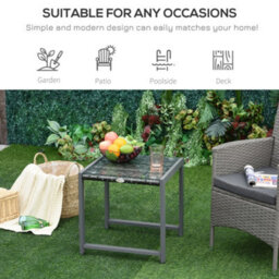 Outsunny Rattan End Table Side Coffee Desk Outdoor Patio Garden Furniture - thumbnail 5