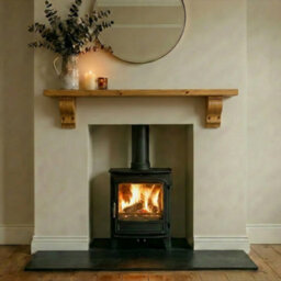 Off The Grain Wooden Mantel Shelf - Solid Pine With Corbels, Medium Wax - L120Cm