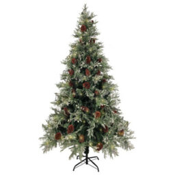 Berkfield Christmas Tree With Leds&pine Cones Green&white 195 Cm Pvc&pe - thumbnail 3