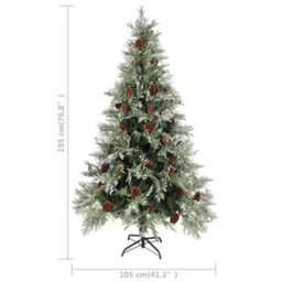 Berkfield Christmas Tree With Leds&pine Cones Green&white 195 Cm Pvc&pe - thumbnail 8